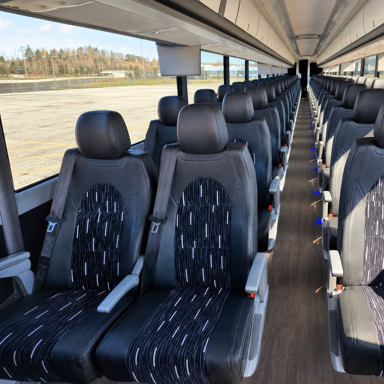 56 passenger charter bus inside